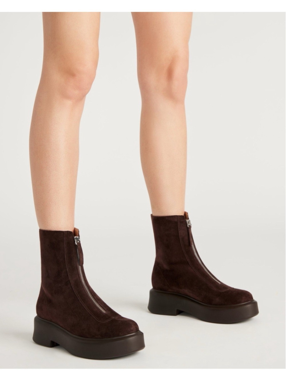 Steve Madden Women's Jones Ankle Boots Brown Suede, Lug Zip Moto Size 6.5 - Picture 2 of 14